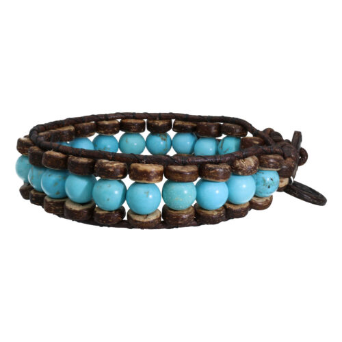 Armband Bohemian Blue B8 – Turquoise – kokos – leer