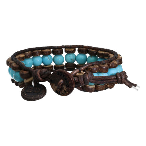 Armband Bohemian Blue B8 – Turquoise – kokos – leer