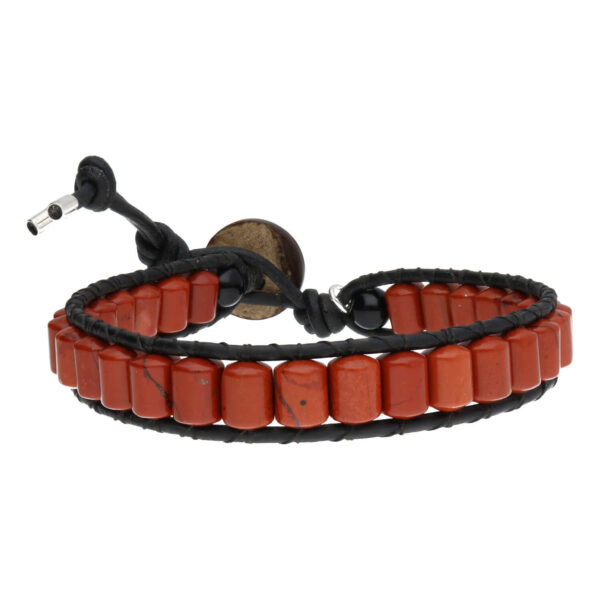 Armband Classic B6 – Rood – Jaspis – Leer