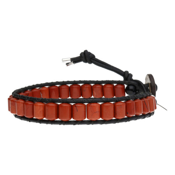 Armband Classic B6 – Rood – Jaspis – Leer
