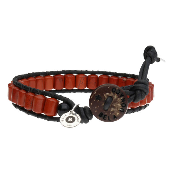 Armband Classic B6 – Rood – Jaspis – Leer