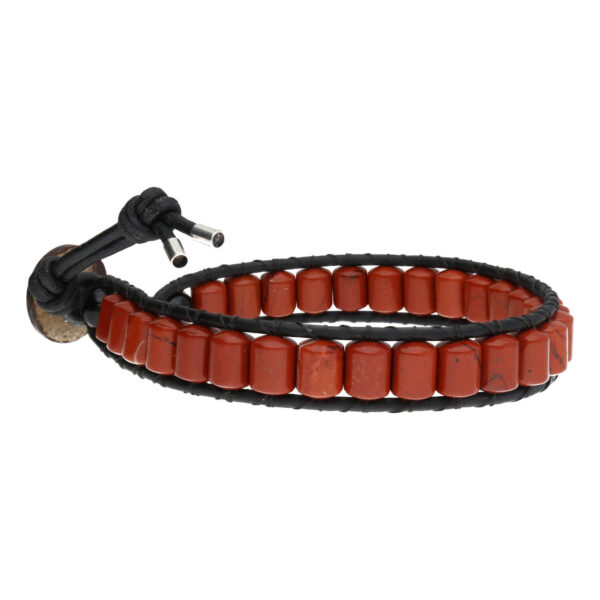 Armband Classic B6 – Rood – Jaspis – Leer