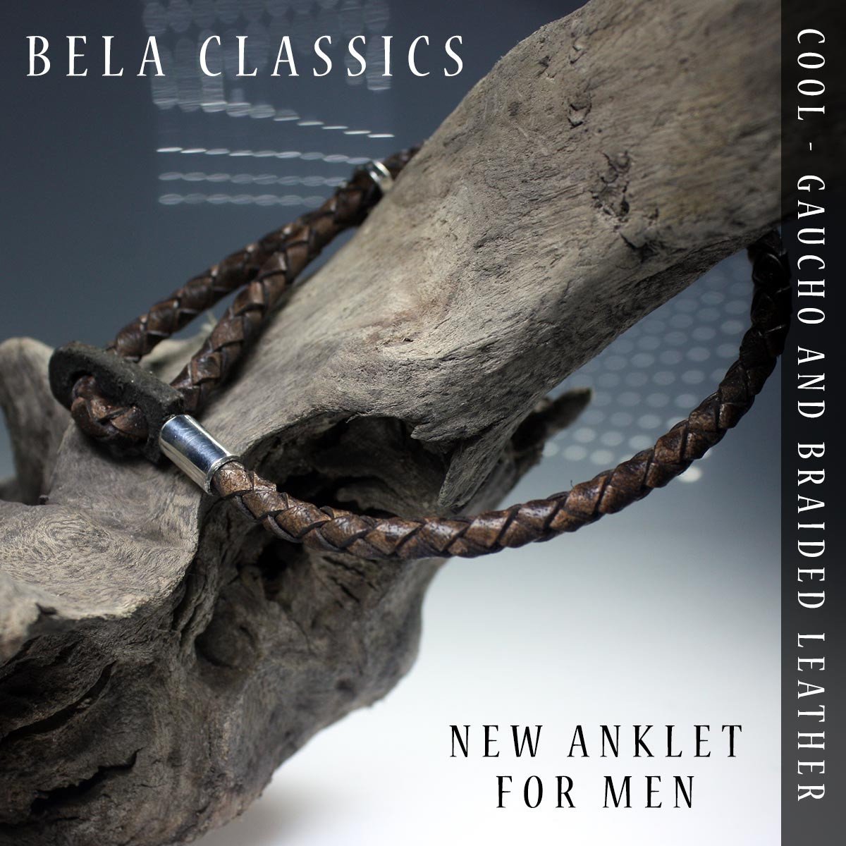 Heren enkelband Classic – Bruin Gaucho leer – Sterling Zilver