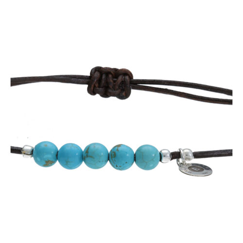 Enkelbandje Bohemian Blue – Turquoise – Leer