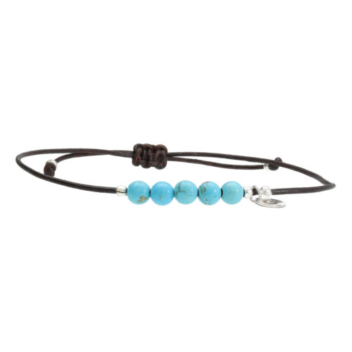 Enkelbandje Bohemian Blue – Turquoise – Leer