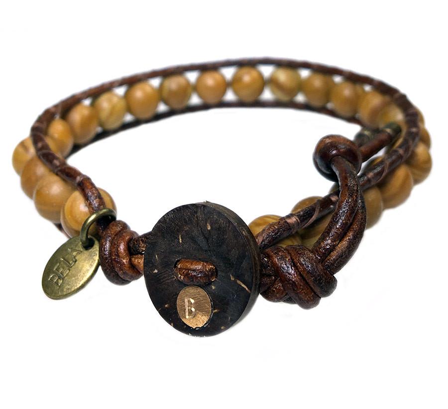 Armband Classic B8 – Woodstone Jaspis – leer – 50% korting