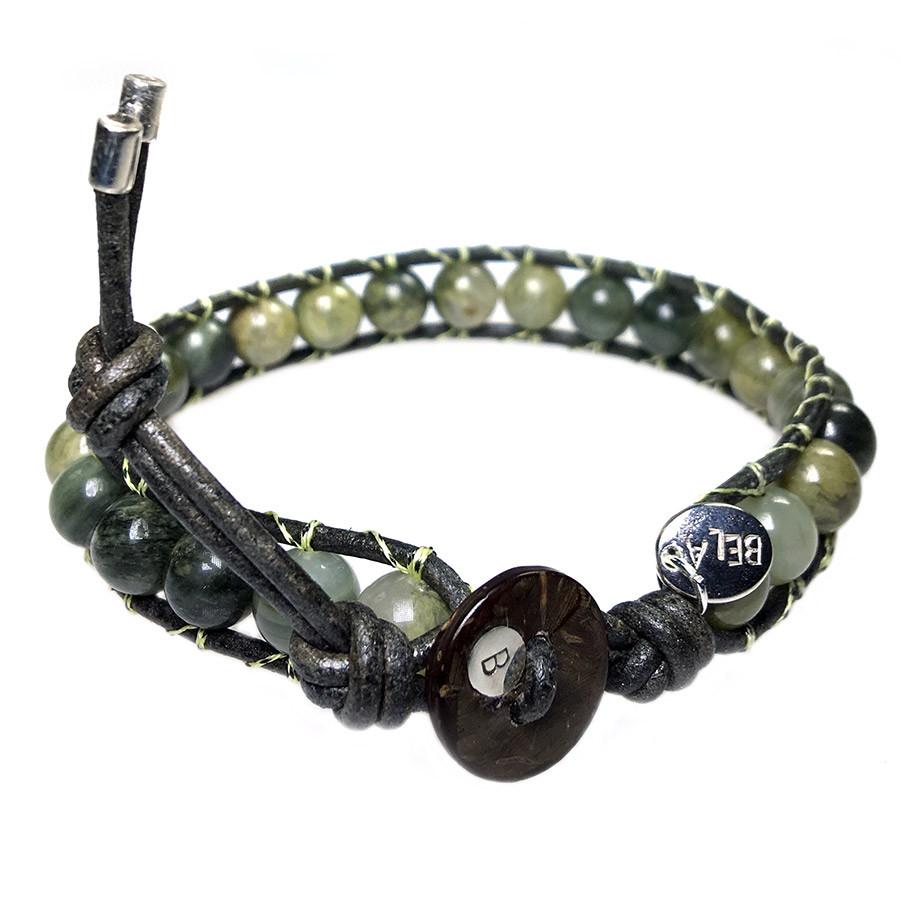 Armband Classic B8 – groene Rutielkwarts – leer – 50% Korting