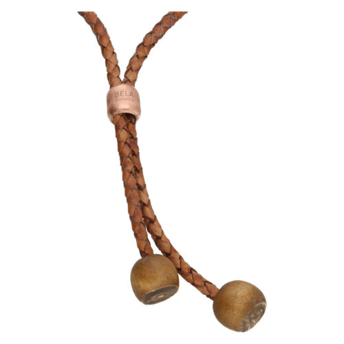 Ketting Classic W6 – Bruin gevlochten vintage old school leder – Hout – geoxideerd Koper