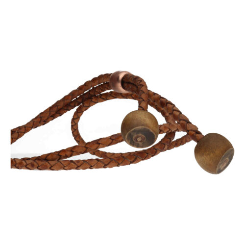 Ketting Classic W6 – Bruin gevlochten vintage old school leder – Hout – geoxideerd Koper