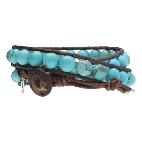 Wikkelarmband Bohemian B8 – Turquoise – Leer