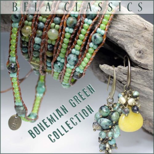 Oorbellen Bohemian – Afrikaanse Turquoise – Tsjechisch glas – Brons