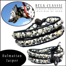 Wikkelarmband Classic B8 – Mat Onyx – Fossil – Leer – Dalmatier Jaspis