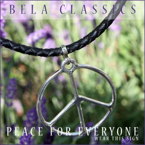 Ketting Ancient Art Collection – Sterling Zilver Peace teken – gevlochten leer