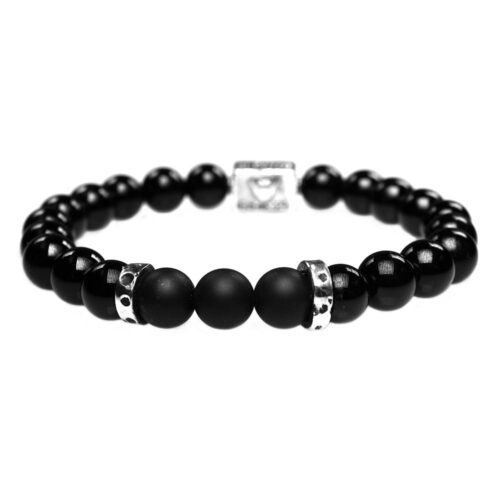 Armband Luxury B8 – Mat Onyx – Glans Onyx – Geoxideerd Sterling Zilver – 50% korting