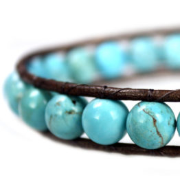 Armband Classic B8 – Turquoise – Vintage leer – Sterling Zilver