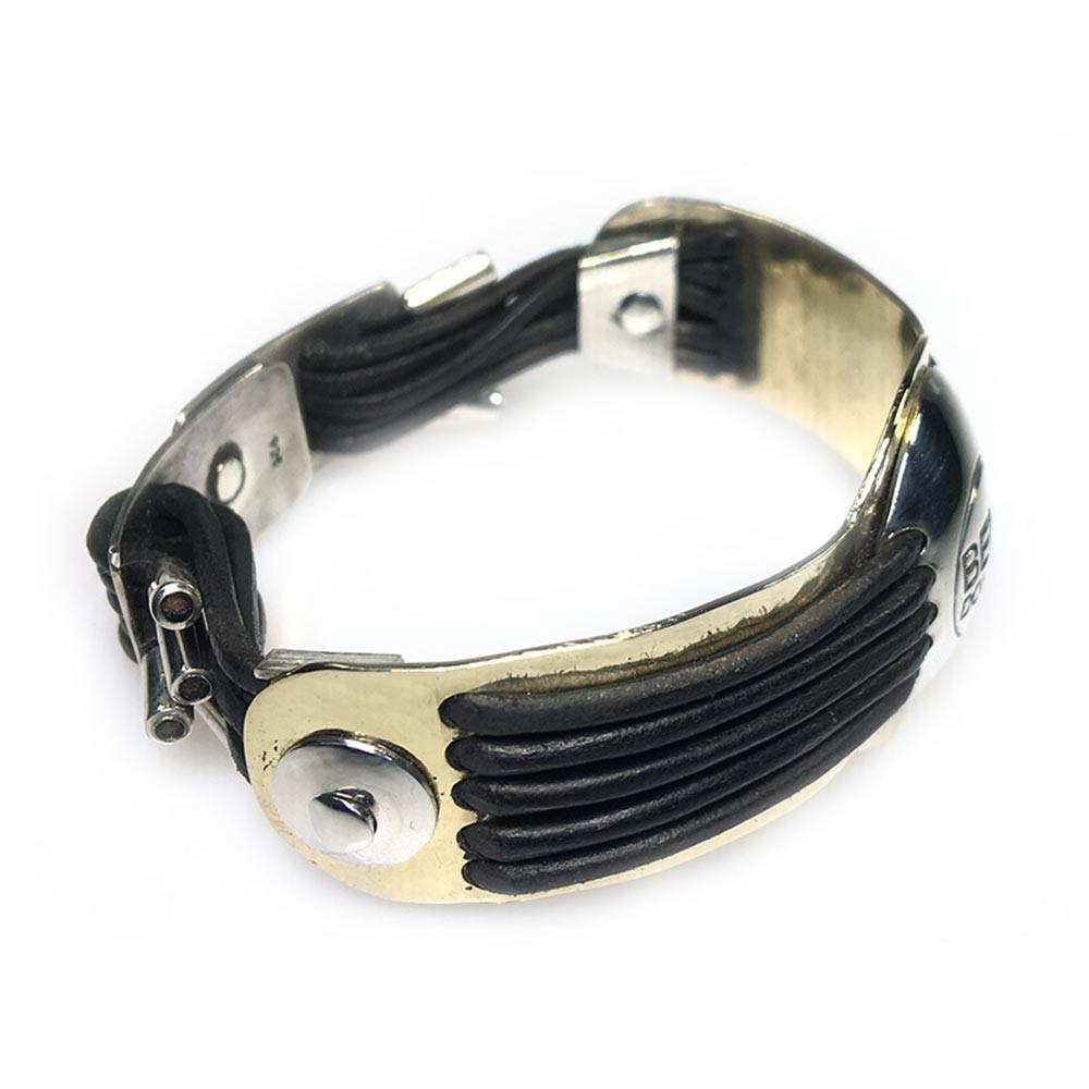Armband Art Deco – Sterling Zilver – Tombak – Leer – Unica