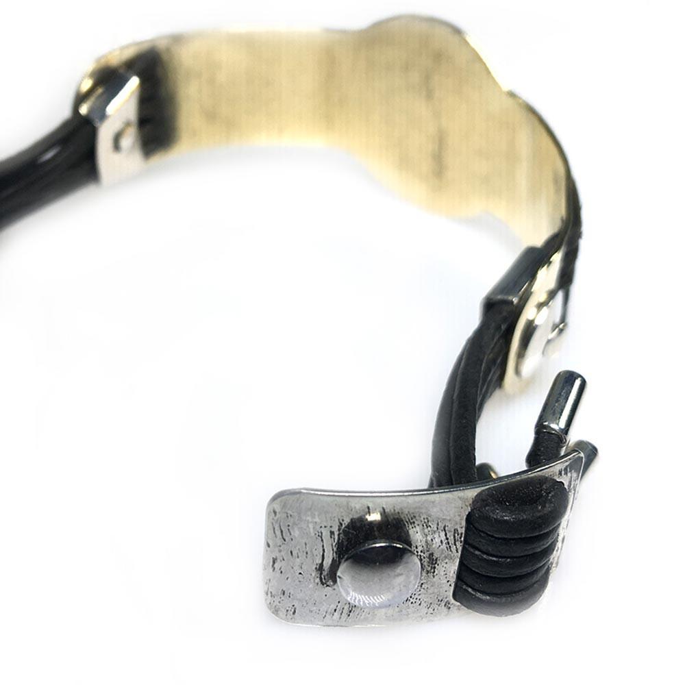 Armband Art Deco – Sterling Zilver – Tombak – Leer – Unica