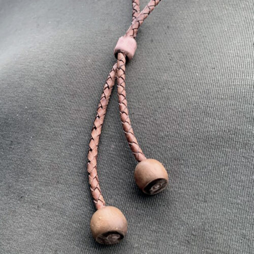 Ketting Classic W6 – Bruin gevlochten vintage old school leder – Hout – geoxideerd Koper