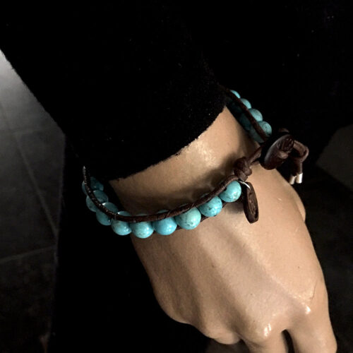 Armband Classic B8 – Turquoise – Vintage leer – Sterling Zilver