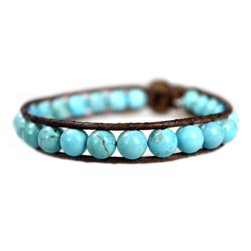 Armband Classic B8 – Turquoise – Vintage leer – Sterling Zilver