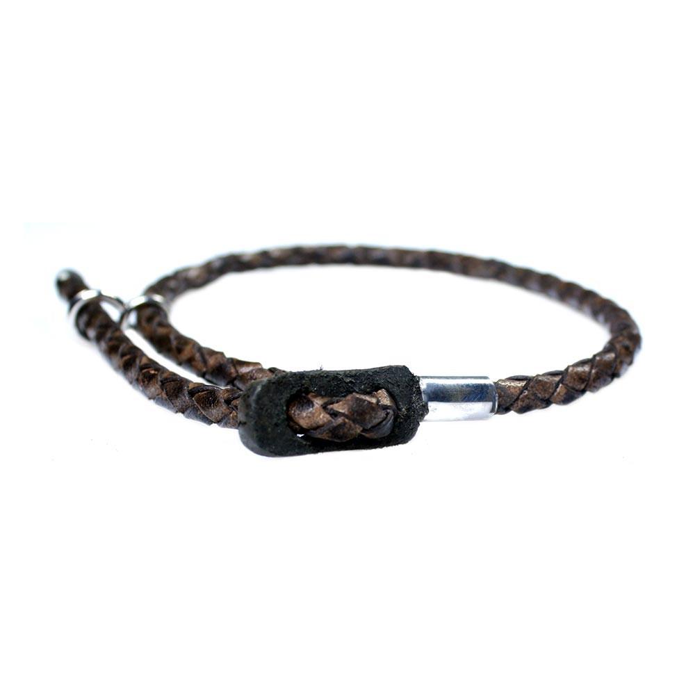 Heren enkelband Classic – Bruin Gaucho leer – Sterling Zilver