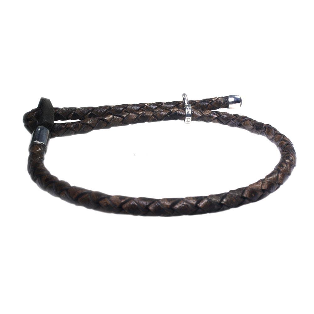 Heren enkelband Classic – Bruin Gaucho leer – Sterling Zilver
