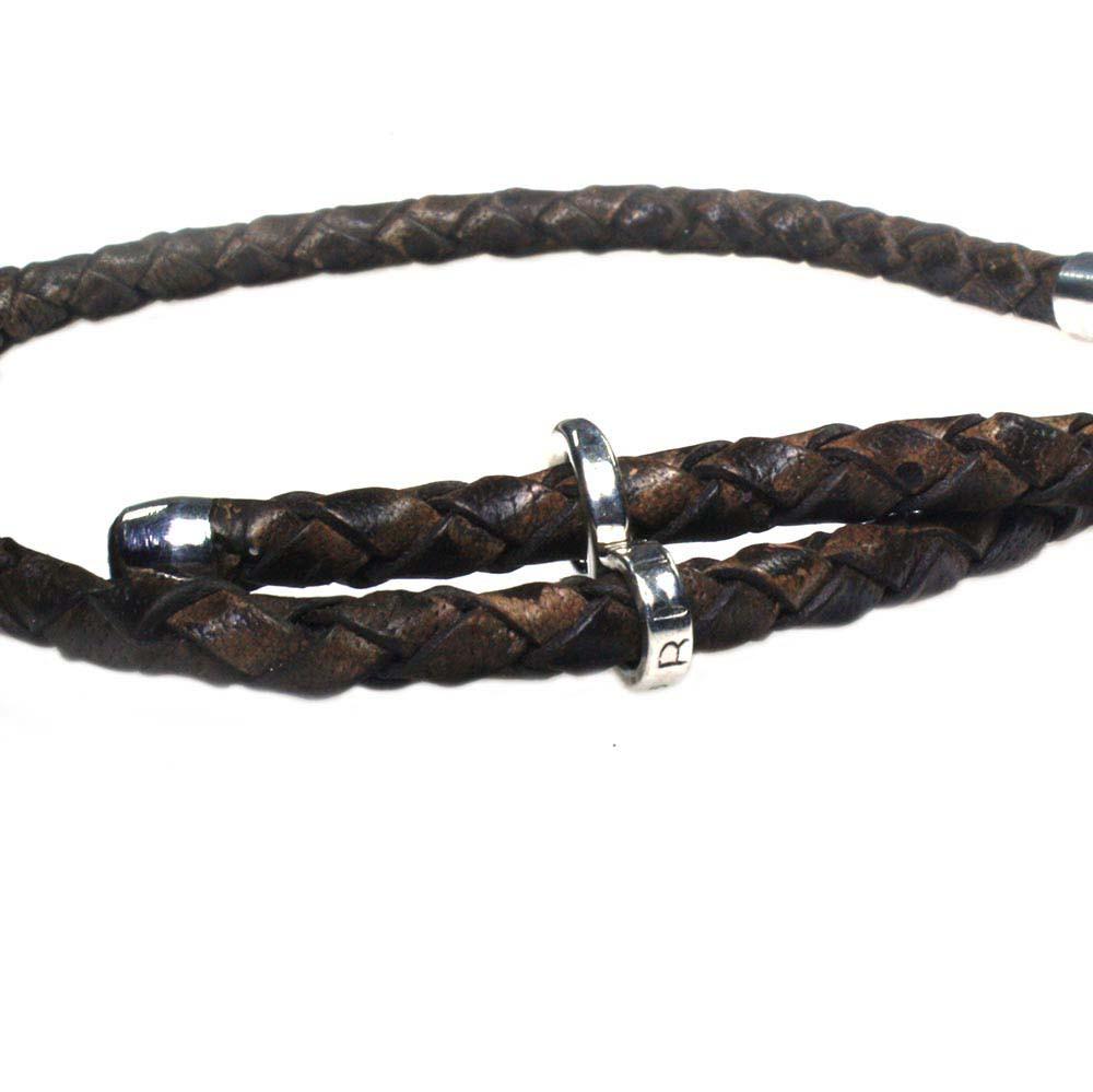 Heren enkelband Classic – Bruin Gaucho leer – Sterling Zilver