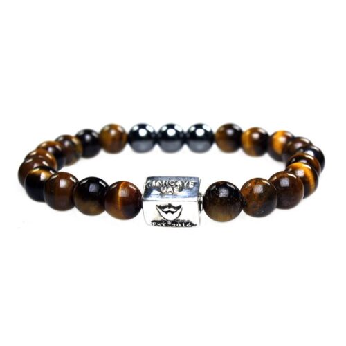 Armband Luxury B8 – Tiger Eye – Hematite – Geoxideerd Sterling Zilver – 50% korting