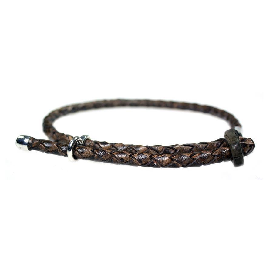Heren enkelband Classic – Bruin Gaucho leer – Sterling Zilver
