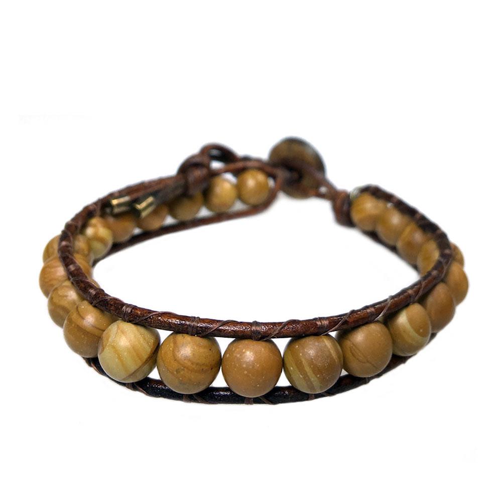 Armband Classic B8 – Woodstone Jaspis – leer – 50% korting