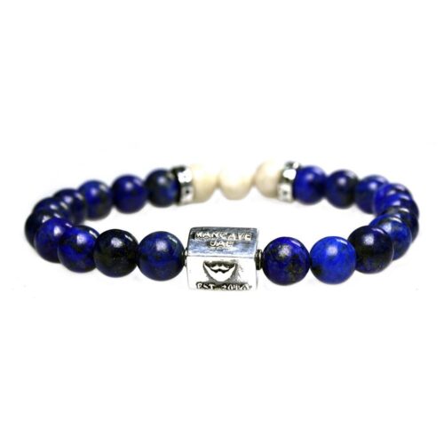 Armband Luxury B8 – Lapis Lazuli – Fossil – Geoxideerd Sterling Zilver – 50% korting