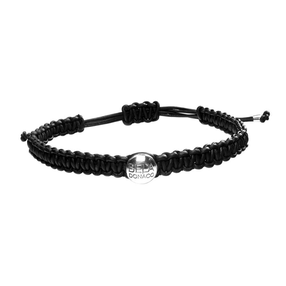 Heren enkelband Classic – leder macrame – Sterling Zilver