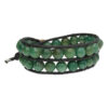 Wikkelarmband Classic B8 - Afrikaanse Jade - zwart leer-1