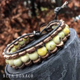 Armband Classic B8 – Geel – Gele Turquoise – kokos – leer