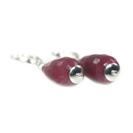 Oorbellen Art Deco – rood facet Jade – Sterling Zilver