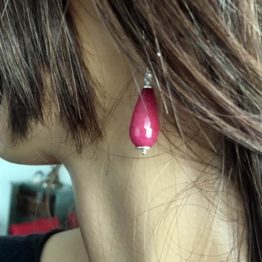Oorbellen Art Deco – rood facet Jade – Sterling Zilver