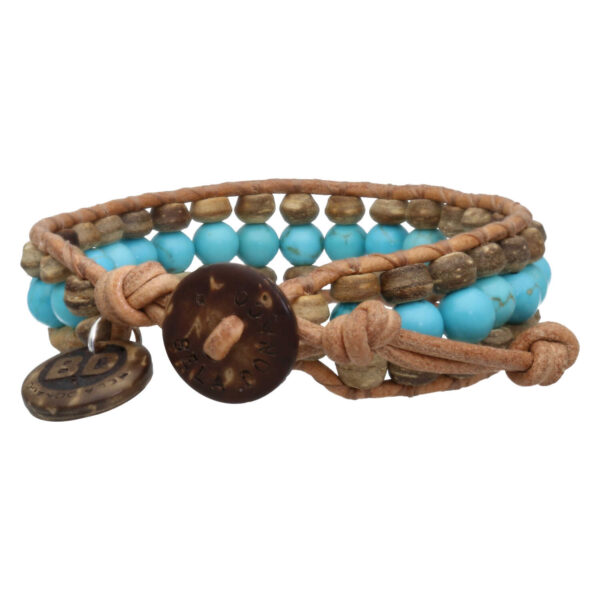 Armband Bohemian blue B6 – Blauw – Turquoise – Kokos – leer