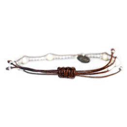 Enkelbandje Classics – Parels – Leer – Glas – 50% korting