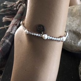 Enkelbandje Classics – Parels – Leer – Glas – 50% korting