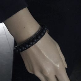 Armband Classic B8 – mat zwart – Onyx – Leer – Sterling Zilver
