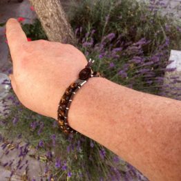 Armband Classic B8 – Tijgeroog – Geoxideerd Sterling Zilver – Vintage leer