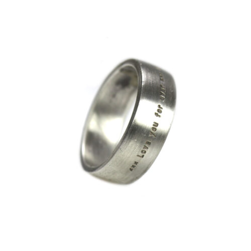 Ring Custom made – met uw tekst – Geborsteld Sterling Zilver