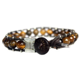 Armband Classic B8 – Tijgeroog – Geoxideerd Sterling Zilver – Vintage leer