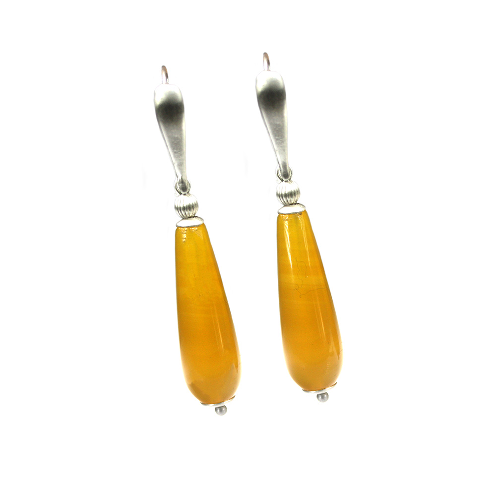 Integreren Kustlijn Durven Oorbellen Art Deco - Okergele Agaat - geborsteld Sterling Zilver - Bela Donaco Integreren Kustlijn Durven Oorbellen Art Deco - Okergele Agaat - geborsteld Sterling Zilver - Bela Donaco