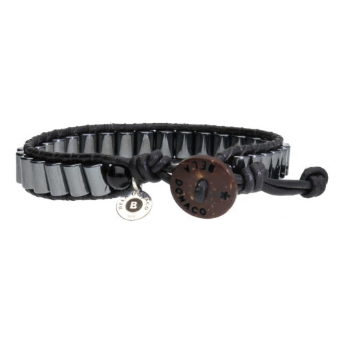 Armband Classic B6 – Grijs – Hematiet – Leer