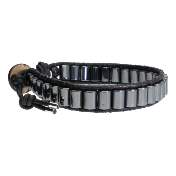Armband Classic B6 – Grijs – Hematiet – Leer