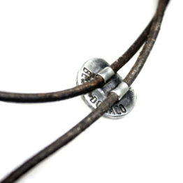 Ketting American Classic – Bruin vintage leder – geoxideerd Sterling Zilver – 50% korting