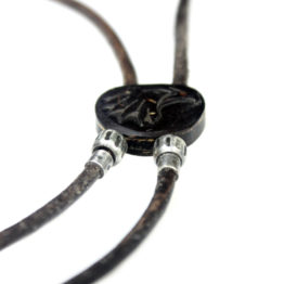 Ketting American Classic – Bruin vintage leder – kokos – geoxideerd Sterling Zilver