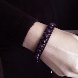 Armband Classic B8 – Amethist – Leder – Sterling Zilver