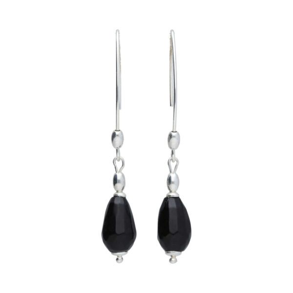 Oorbellen Classic – Zwarte facet Agaat – Sterling Zilver